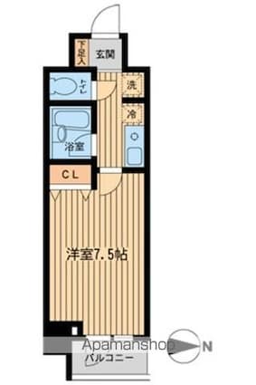 ドゥーエ西大島[1K/23.24m2]の間取図