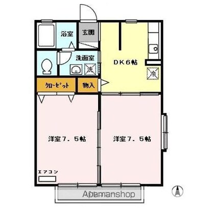 ファミール・フジ[2DK/45.29m2]の間取図