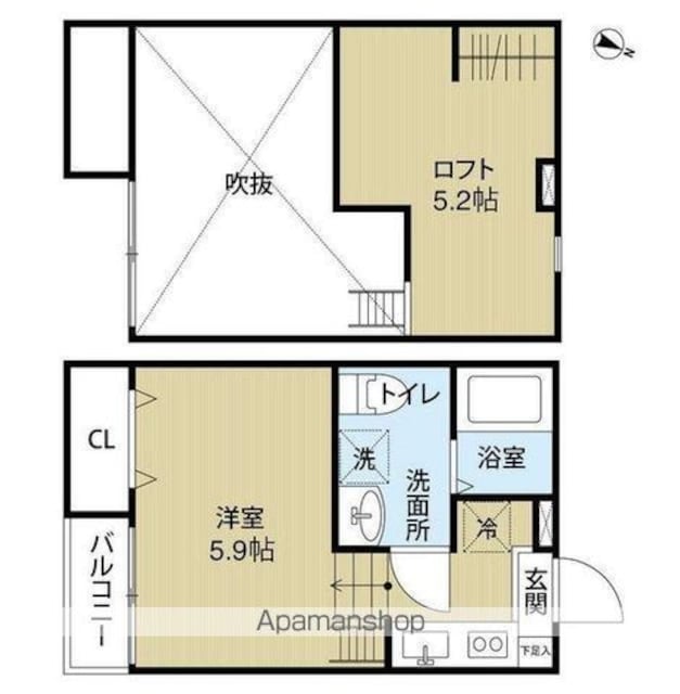 エトワール幕張[1K/20.73m2]の間取図