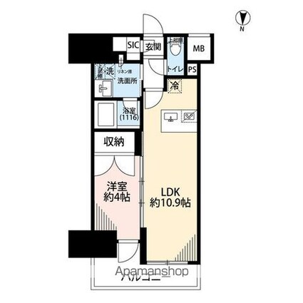 プレール・ドゥーク亀戸Ⅵ[1LDK/36.37m2]の間取図