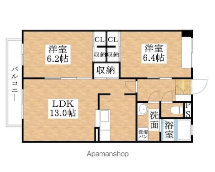 ＳＡＰＰＹ　ＡＪＩＯＫＡ[2LDK/59.55m2]の間取図