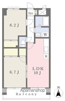 ラッフィナート[2LDK/53.76m2]の間取図