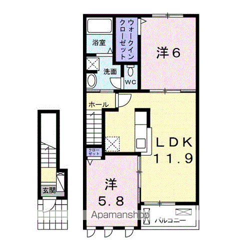 【岩出市岡田のアパートの間取り】