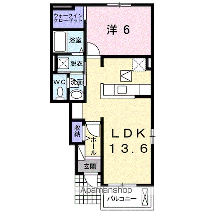 ラフレシールⅡ[1LDK/46.06m2]の間取図