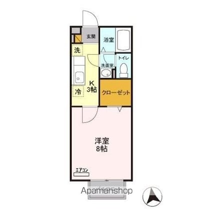 クレセール[1K/26.52m2]の間取図