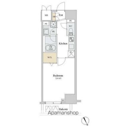 ロイジェント新橋[1K/33.74m2]の間取図