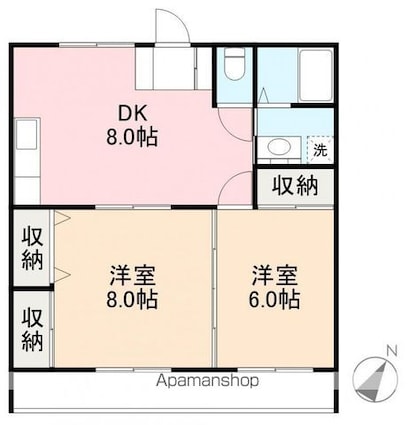 ハグネストＡ・Ｂ[2DK/49.7m2]の間取図