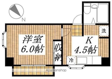 第２１クリスタルマンション[1K/25.4m2]の間取図