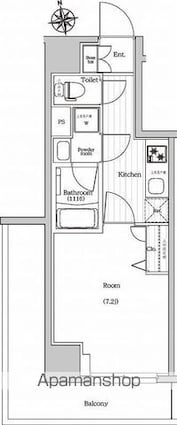 プレミアムキューブＧ東新宿[1K/25.02m2]の間取図