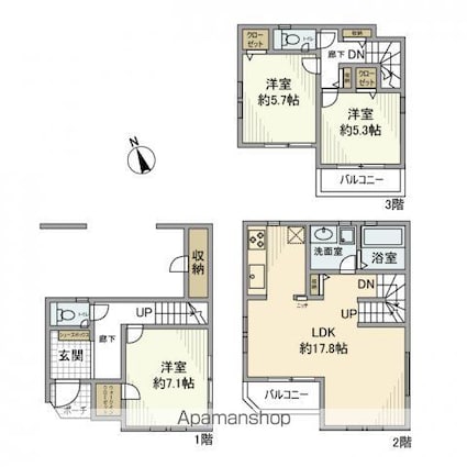 中落合戸建[3LDK/91.91m2]の間取図