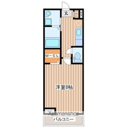 ウルス花京院Ａ[1K/27.26m2]の間取図