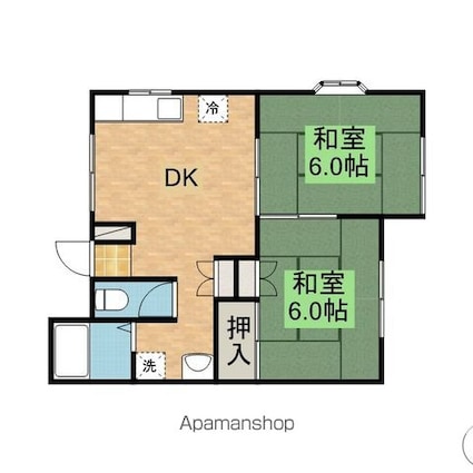 ハイツブリッジ[2DK/44.3m2]の間取図