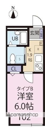 グランシャレー北千住[1K/18.99m2]の間取図