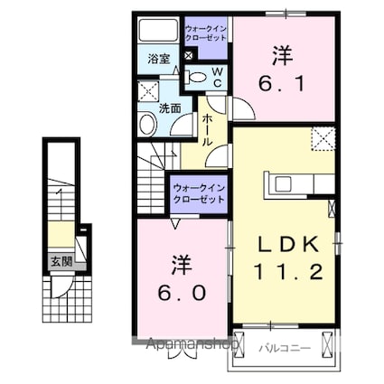 プレジールＫ[2LDK/57.63m2]の間取図