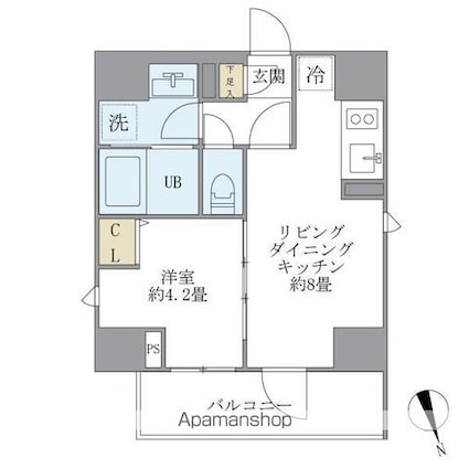 Ｌａ　Ｐｅｒｌａ　Ｙｏｔｓｕｙａ[1LDK/30.16m2]の間取図