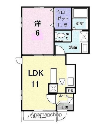 アメニティーハイツ川島Ⅱ[1LDK/40.72m2]の間取図