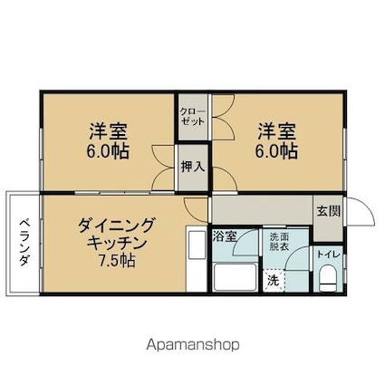 レビュー大雄Ａ[2DK/42.14m2]の間取図