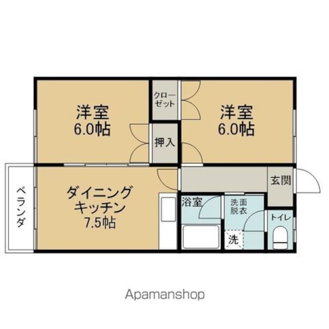 レビュー大雄Ａ[2DK/42.14m2]の間取図