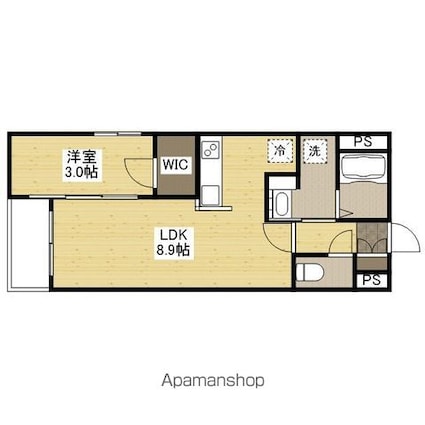 月光福山東弐番館[1LDK/29.8m2]の間取図