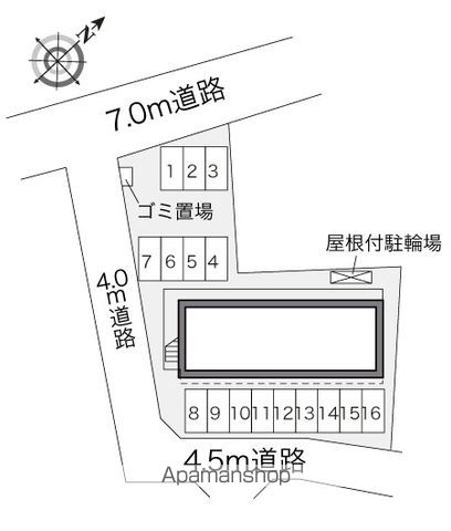 レオパレスソレイユ[1K/22.35m2]の配置図