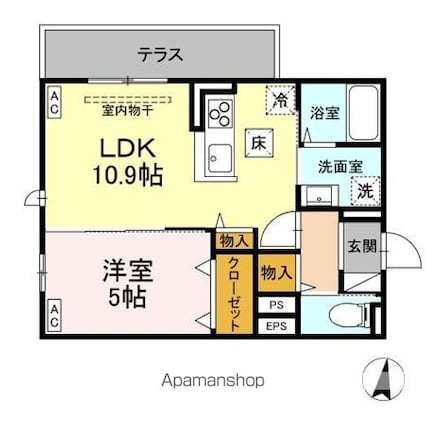 トリシア東和田　Ｅ棟[1LDK/40.29m2]の間取図