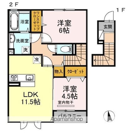 Ｌａ・Ｍａｉｓｏｎ　Ａ棟[2LDK/60.9m2]の間取図