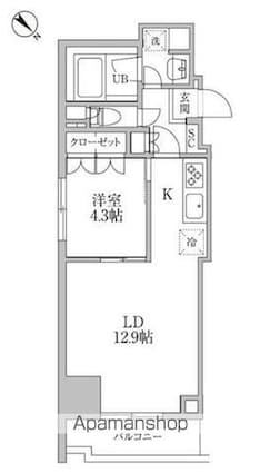レジディア文京本郷Ⅲ[1LDK/40.47m2]の間取図