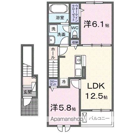 プティシャン[2LDK/56.48m2]の間取図