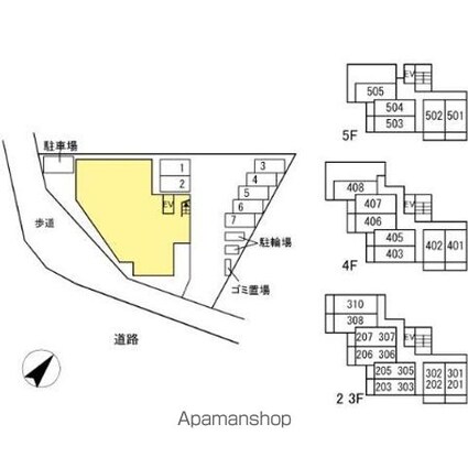 クレール中台[1K/20.04m2]の配置図