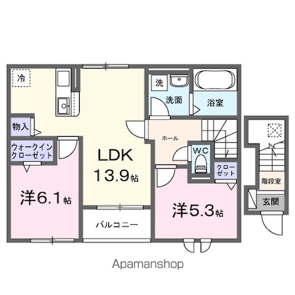 ブルーム[2LDK/60.93m2]の間取図