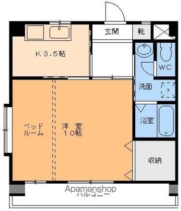 インペリアル持田[1K/33.6m2]の間取図