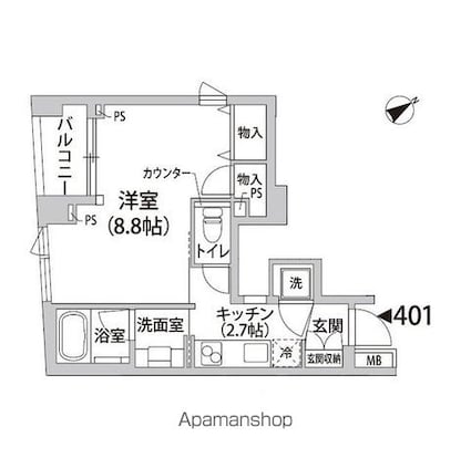 コニファー二子玉川[1K/29.96m2]の間取図