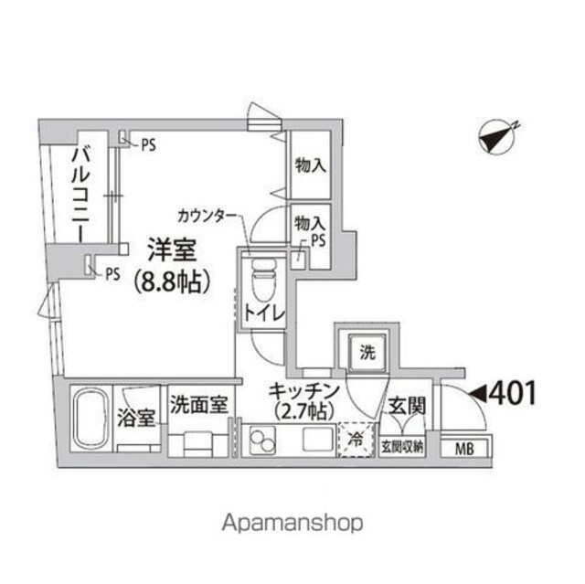 コニファー二子玉川[1K/29.96m2]の間取図