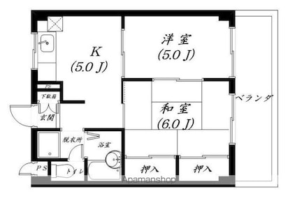 ロイヤルステージ石山[2K/35.64m2]の間取図
