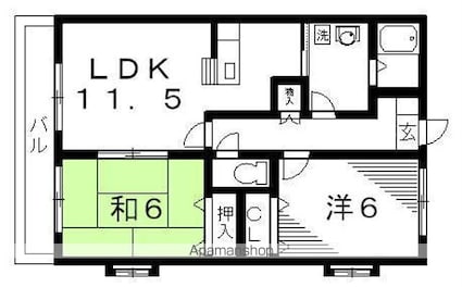 フローラヒルズ[2LDK/54m2]の間取図