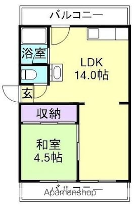 和歌山県和歌山市狐島[1LDK/42.34m2]の間取図