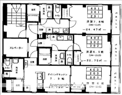 ｖｉｏｌａ　ｍｉｔａｋａ[1K/24.47m2]の配置図