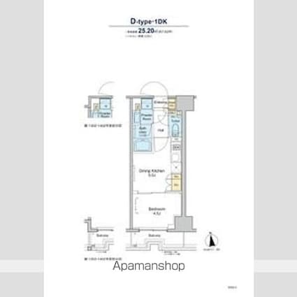 プラウドフラット浅草トレサージュ[1DK/25.2m2]の間取図