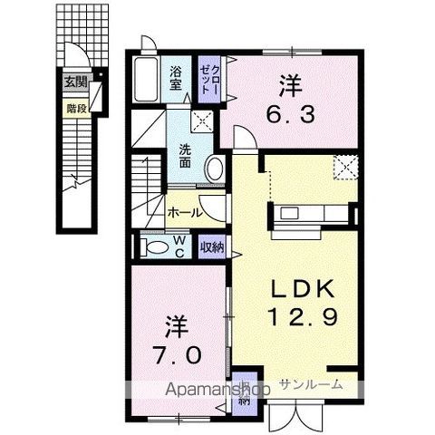 石狩市 2階建 築18年の間取り写真