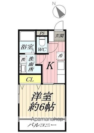埼玉県八潮市大字南川崎[1K/24.84m2]の間取図