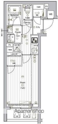 ＴＨＥ　ＰＲＥＭＩＵＭ　ＣＵＢＥ　Ｇ　大崎[1K/26.58m2]の間取図