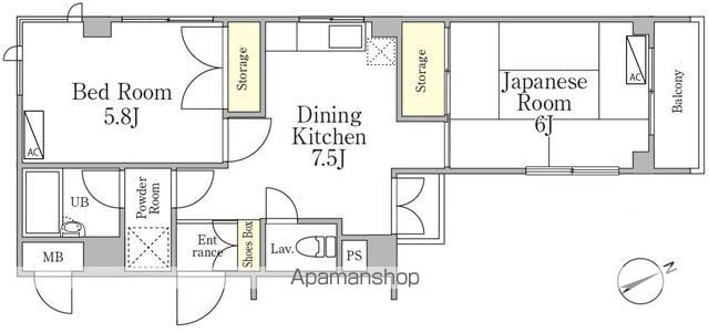 旭泉マンション[2DK/41.85m2]の間取図