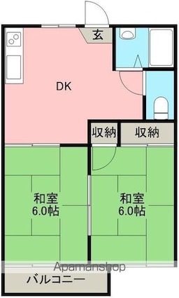 コーポ鎌田Ｂ[2DK/35.44m2]の間取図