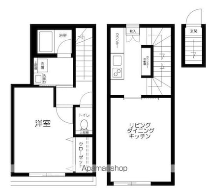 コクーン北町[1LDK/45.15m2]の間取図