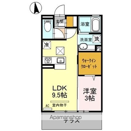 Ｄーｒｏｏｍ　Ｒｉｖｉｅｒｅ[1LDK/33.39m2]の間取図