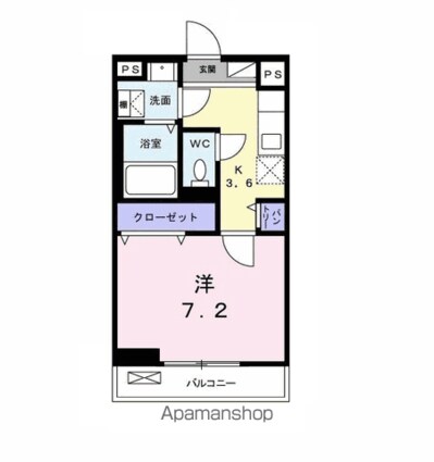 ココ　アムール[1K/28.7m2]の間取図