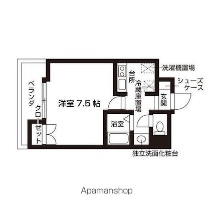 ウイステリア千種[1K/24.19m2]の間取図