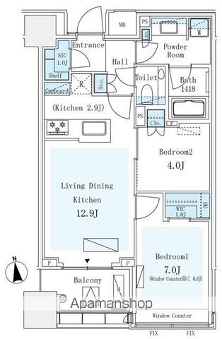 パークコート　ザ・三番町ハウス[2LDK/56.7m2]の間取図