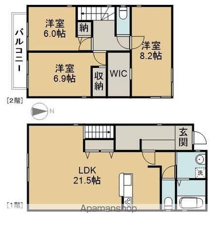 名鉄尾西線 日比野駅 徒歩18分 2階建 築7年の間取り写真