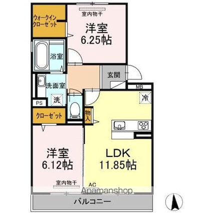 ＧＬＯＲＩＯＵＳ　Ｋ[2LDK/58.37m2]の間取図